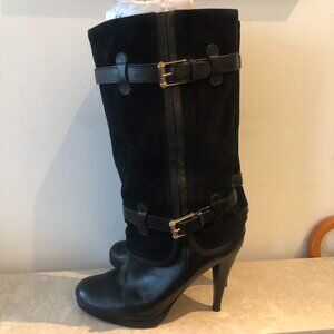 Cole Haan Nike Air Kennedy Smooth Leather Suede Lug Heeled Fold Boots Size 8.5